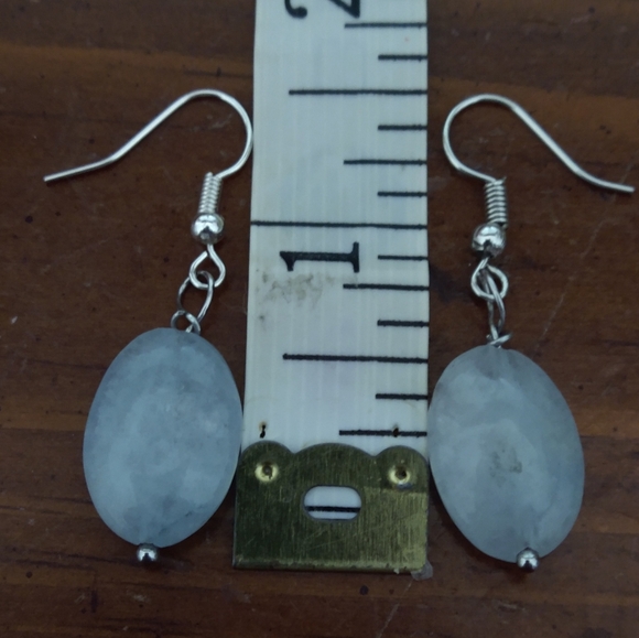 Hand Crafted Natural Aquamarine Stone Drop Earrings In Silver - Picture 5 of 6